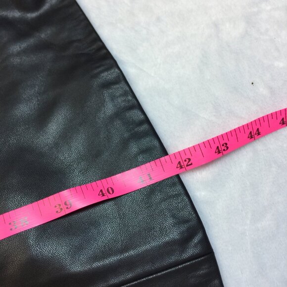 Calvin Klein Fit & Flare Dress Size 8 Black Faux Leather Mock Neck 3/4 Sleeve - Picture 14 of 14